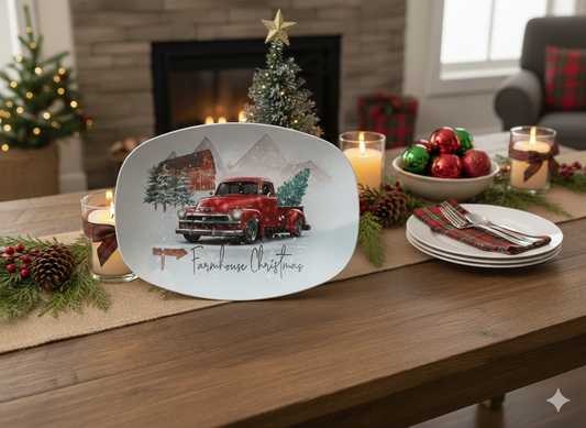 Farmhouse Christmas Unbreakable Oval Plate