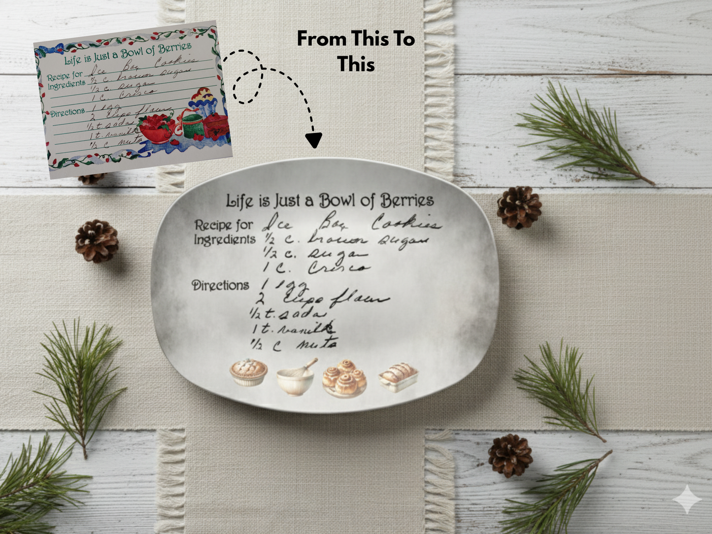 Personalized Serving Platter – Custom Handwritten Recipe Keepsake