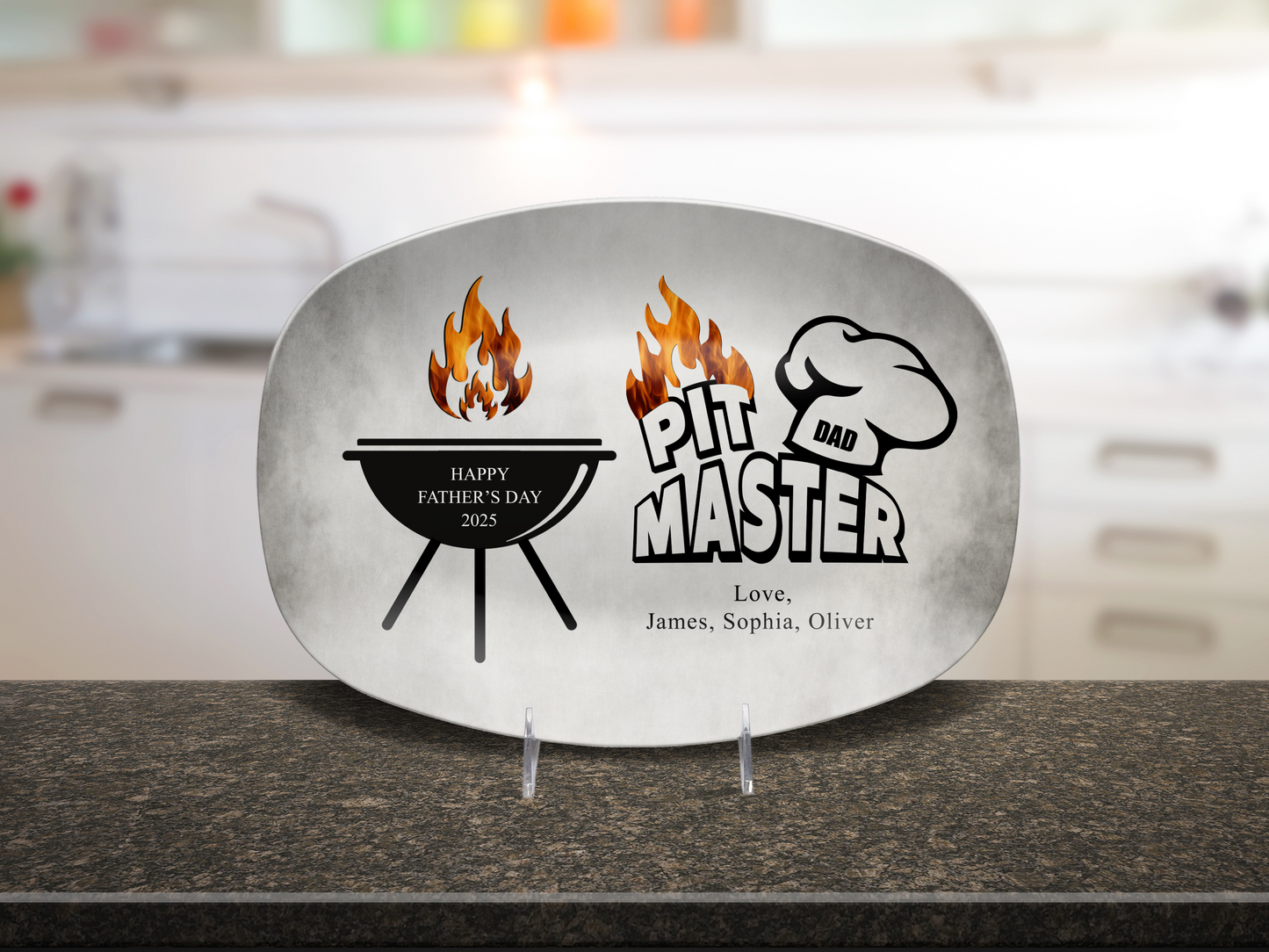 Personalized Grill Plate for Daddy, Papa, or Grandpa – Custom Names & Date – Father’s Day Gift Idea