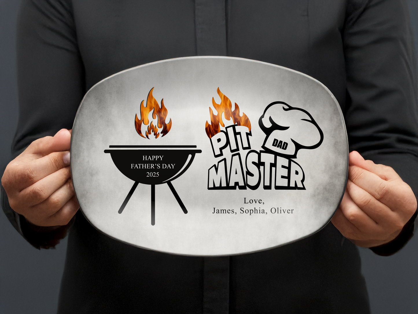 Personalized Grill Plate for Daddy, Papa, or Grandpa – Custom Names & Date – Father’s Day Gift Idea
