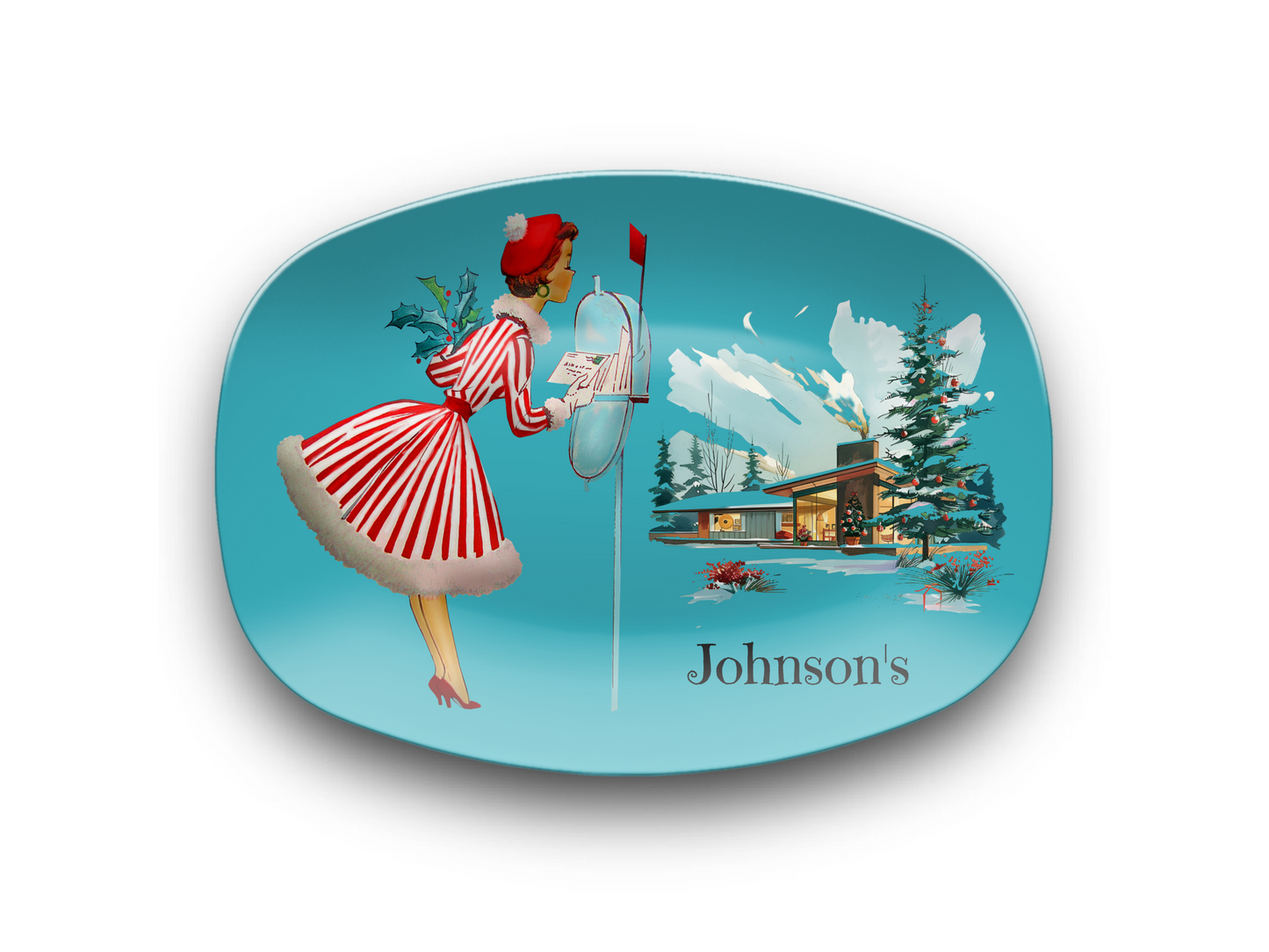 Vintage Christmas Holiday Serving Platter