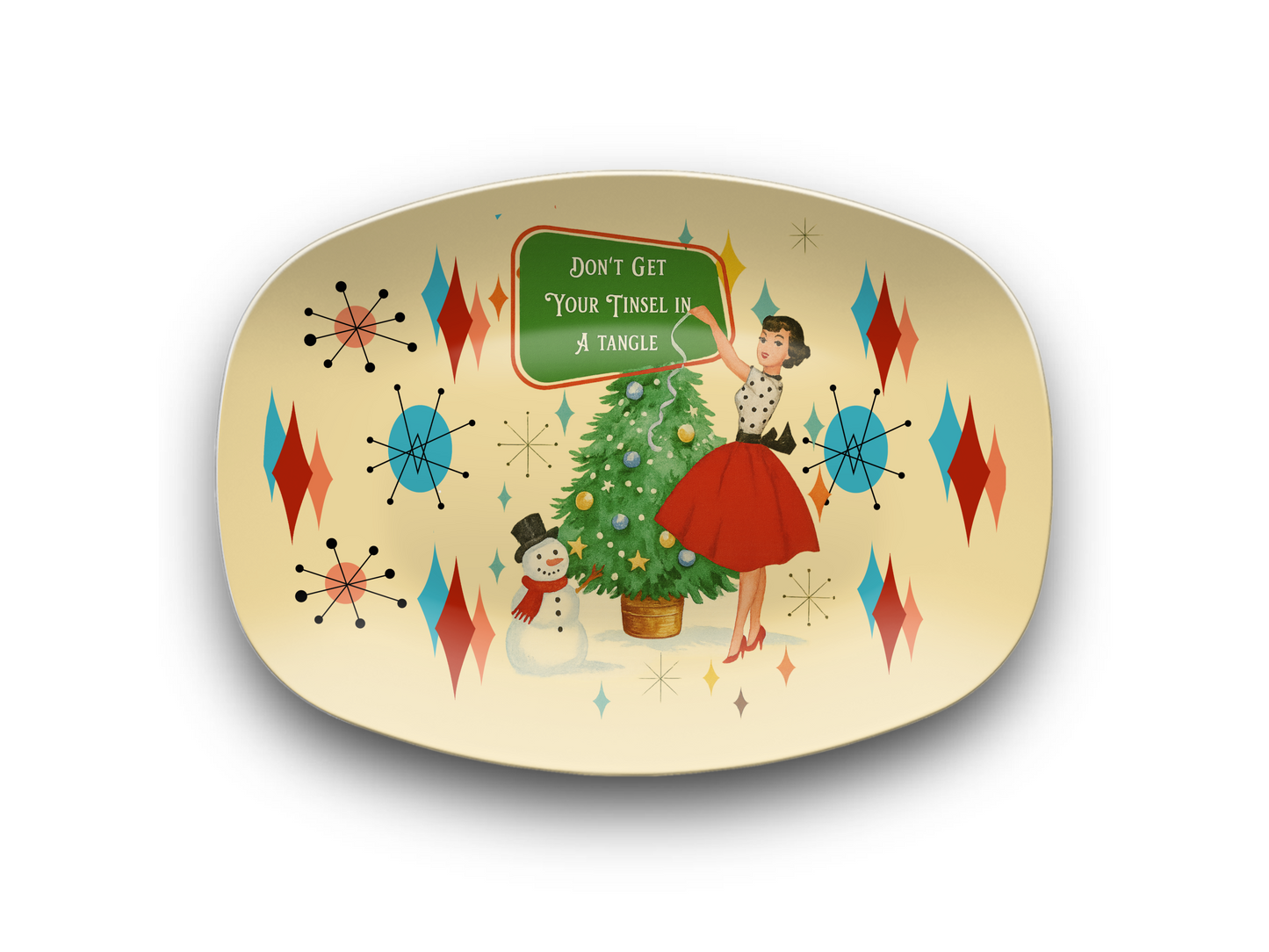 Vintage Christmas Oval Serving Platter