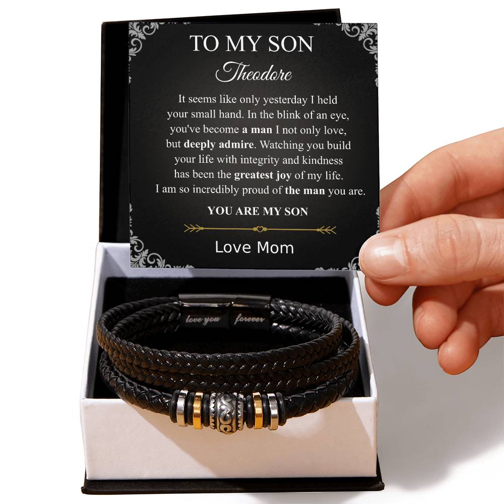 Bracelet for Son from Parents • Birthday Gift for Son • Graduation Gift • Son Bracelet with Engraved Message • Christmas Gifts for Son