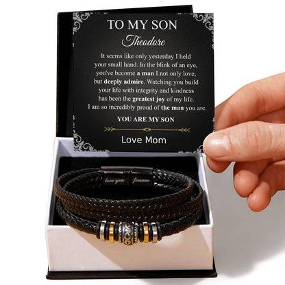 Bracelet for Son from Parents • Birthday Gift for Son • Graduation Gift • Son Bracelet with Engraved Message • Christmas Gifts for Son