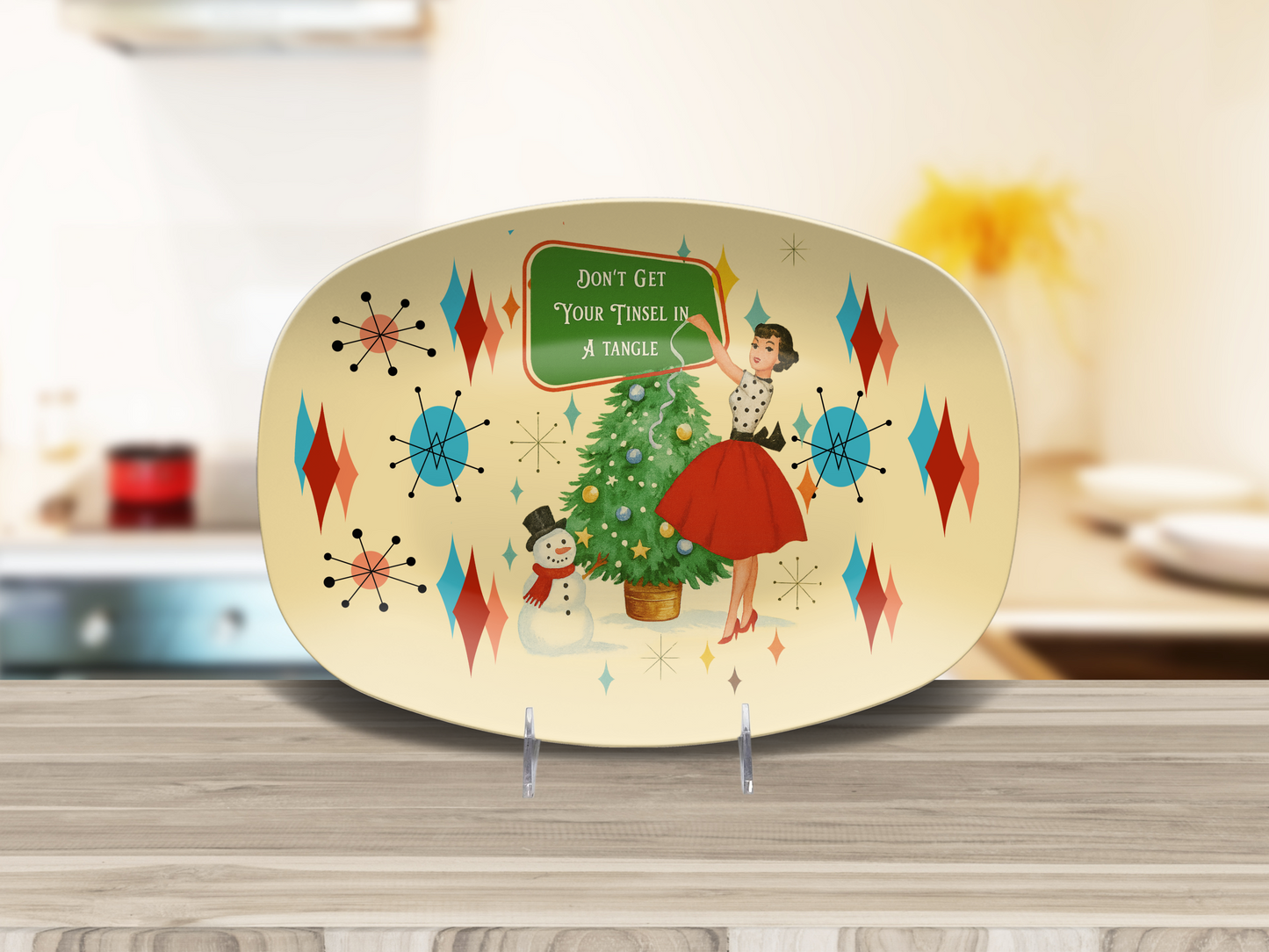 Vintage Christmas Oval Serving Platter