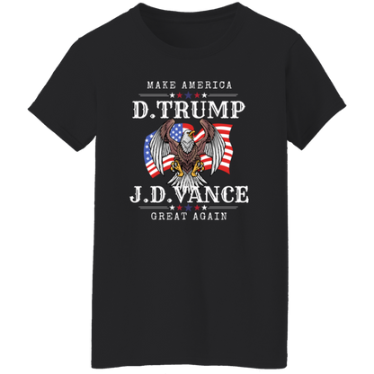 Front Design Trump Vance 2024 Make America Great Again/ MAGA Fans/ Conservative Gift/ Patriotic Design Eagle On Flag/ Republican Campaign Tshirts