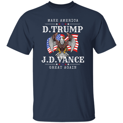 Front Design Trump Vance 2024 Make America Great Again/ MAGA Fans/ Conservative Gift/ Patriotic Design Eagle On Flag/ Republican Campaign Tshirts