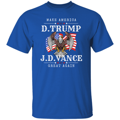 Front Design Trump Vance 2024 Make America Great Again/ MAGA Fans/ Conservative Gift/ Patriotic Design Eagle On Flag/ Republican Campaign Tshirts