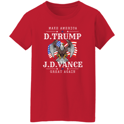 Front Design Trump Vance 2024 Make America Great Again/ MAGA Fans/ Conservative Gift/ Patriotic Design Eagle On Flag/ Republican Campaign Tshirts