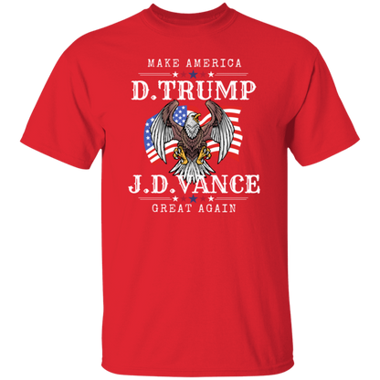 Front Design Trump Vance 2024 Make America Great Again/ MAGA Fans/ Conservative Gift/ Patriotic Design Eagle On Flag/ Republican Campaign Tshirts