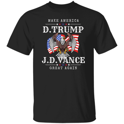 Front Design Trump Vance 2024 Make America Great Again/ MAGA Fans/ Conservative Gift/ Patriotic Design Eagle On Flag/ Republican Campaign Tshirts