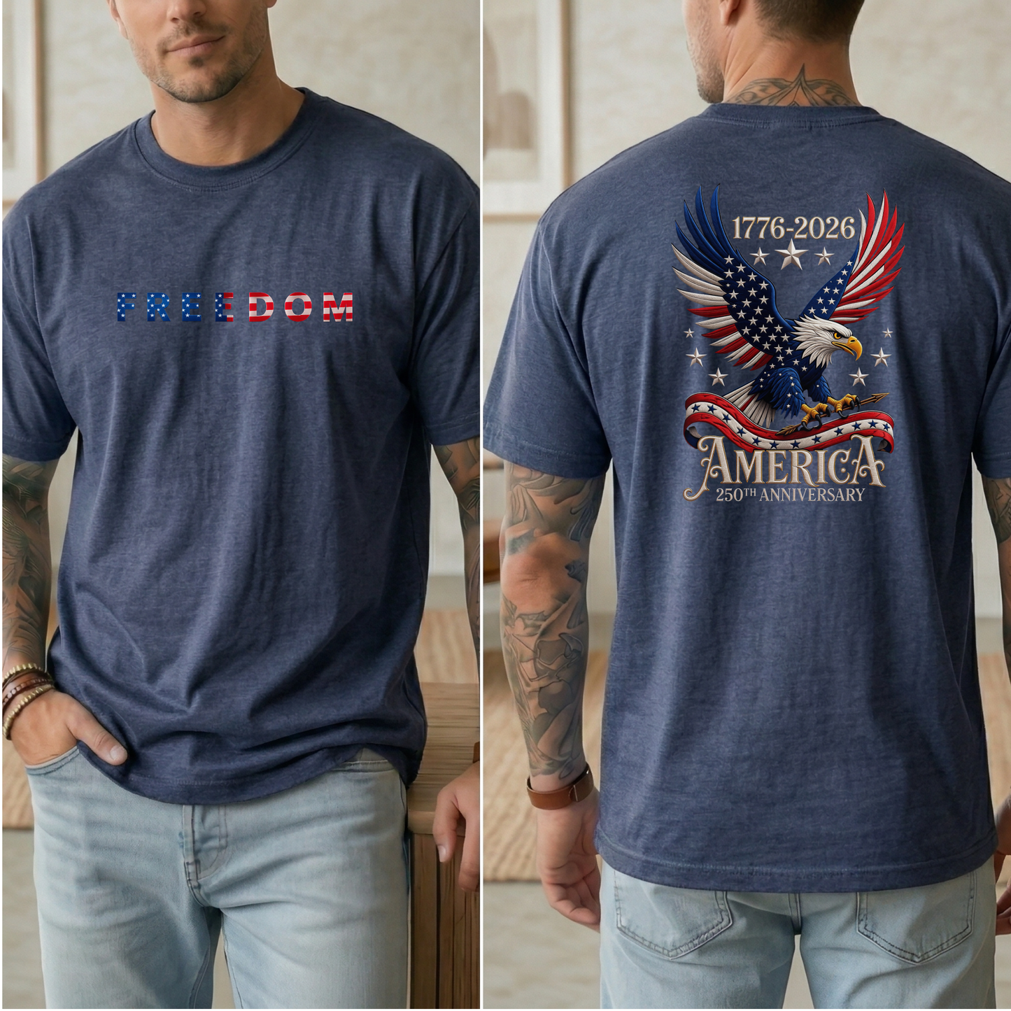 Patriotic Eagle Freedom T-Shirt, 250th Anniversary USA Pride Tee