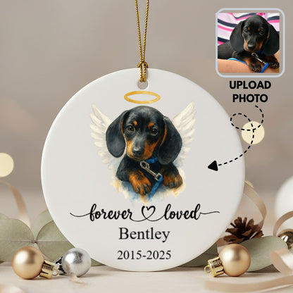 Personalized Watercolor Pet Memorial Ornament, Dog or Cat with Angel Wings & Halo, Christmas Gift