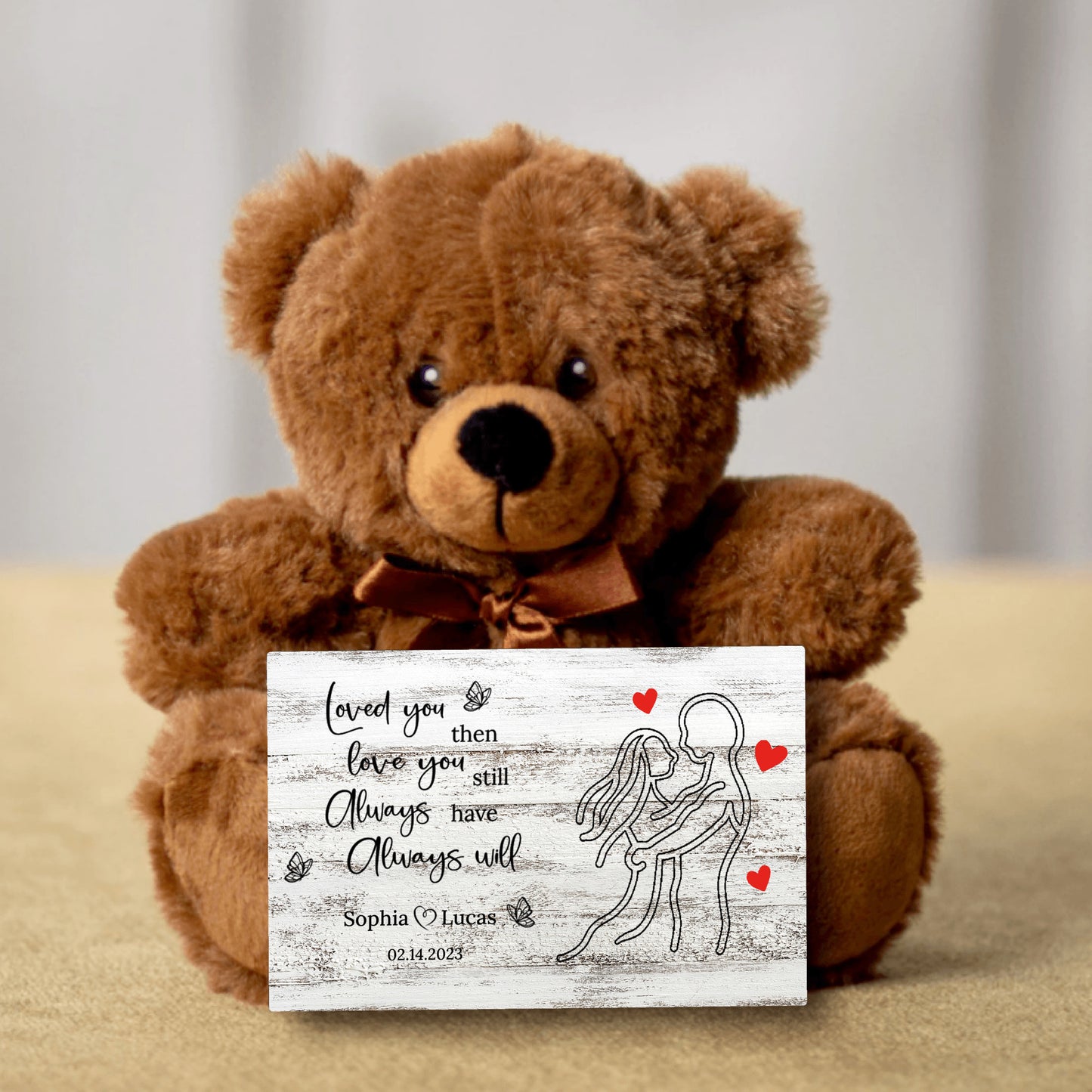 Soft Personalized Teddy Bear - Custom Message Card With Different Color Backgrounds - Perfect Valentine's Gift