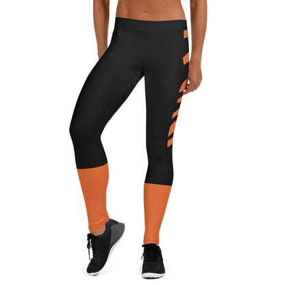 Cincinnati Fan/ Team Colors With Black and Orange Tiger Stripes and Orange Socks/ Cute Ladies Football Style Sports Leggings