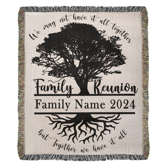 Personalized Family Reunion Woven Blanket - Customizable Keepsake - Family Legacy: Customized Name & Date Woven Blanket