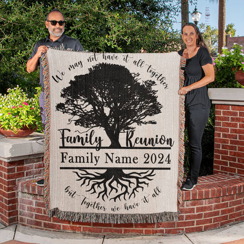 Personalized Family Reunion Woven Blanket - Customizable Keepsake - Family Legacy: Customized Name & Date Woven Blanket