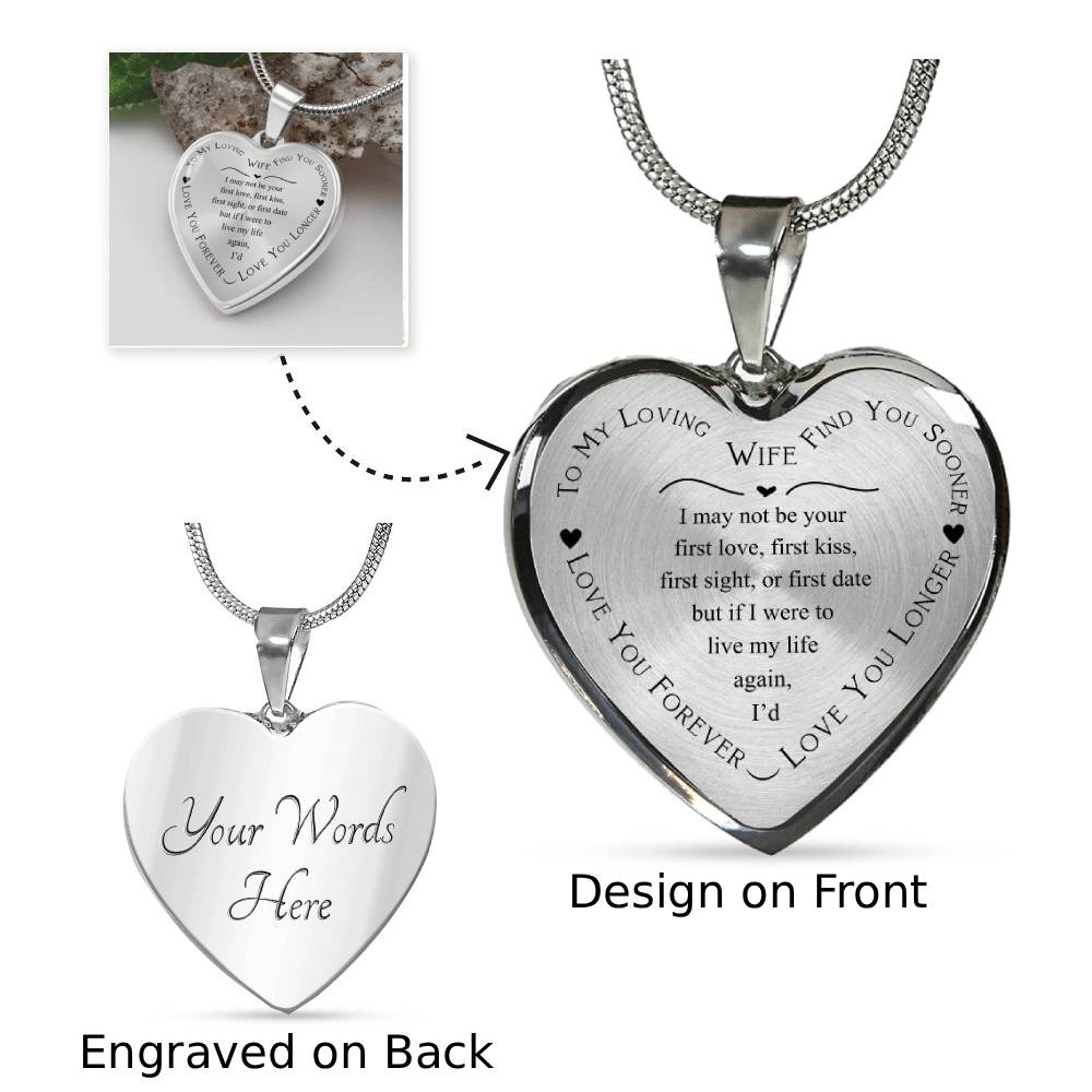 Engraved Heart Necklace Gift for Wife, Personalized Pendant, Custom Jewelry Keepsake, Anniversary Present, Heartfelt Love Token