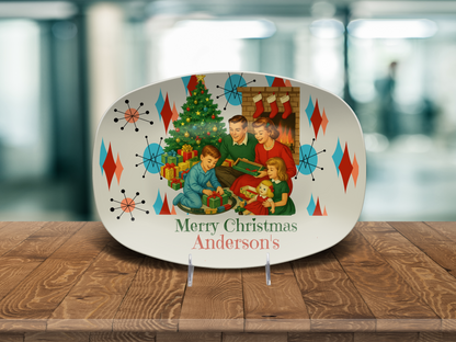 Personalized Retro Christmas Family Serving Platter