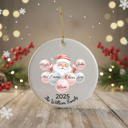 Personalized Ceramic Santa Ornament - Family Name Gift