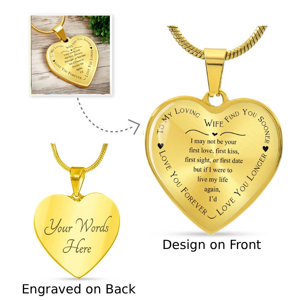 Engraved Heart Necklace Gift for Wife, Personalized Pendant, Custom Jewelry Keepsake, Anniversary Present, Heartfelt Love Token