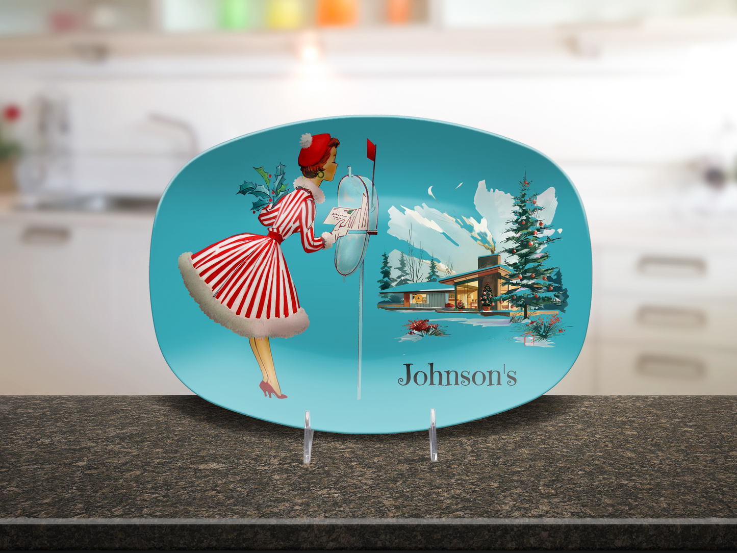Vintage Christmas Holiday Serving Platter