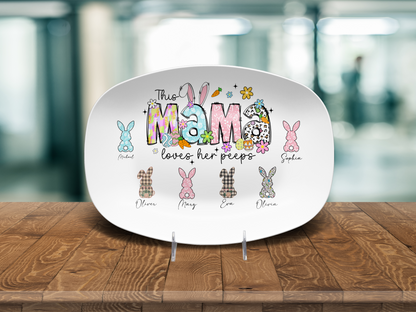 Personalized Easter Platter, Gift For Grandma, Mom, Mimi, Nana, Nanny, Gigi, Mama, Mother's Day, Pick Custom Bunny Peeps With Names On Plate