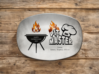 Personalized Grill Plate for Daddy, Papa, or Grandpa – Custom Names & Date – Father’s Day Gift Idea