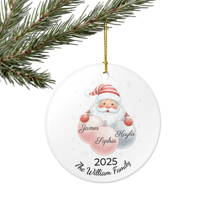 Personalized Ceramic Santa Ornament - Family Name Gift