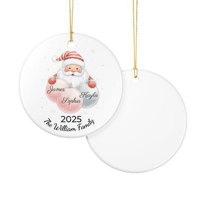 Personalized Ceramic Santa Ornament - Family Name Gift