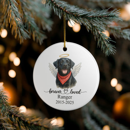 Personalized Watercolor Pet Memorial Ornament, Dog or Cat with Angel Wings & Halo, Christmas Gift