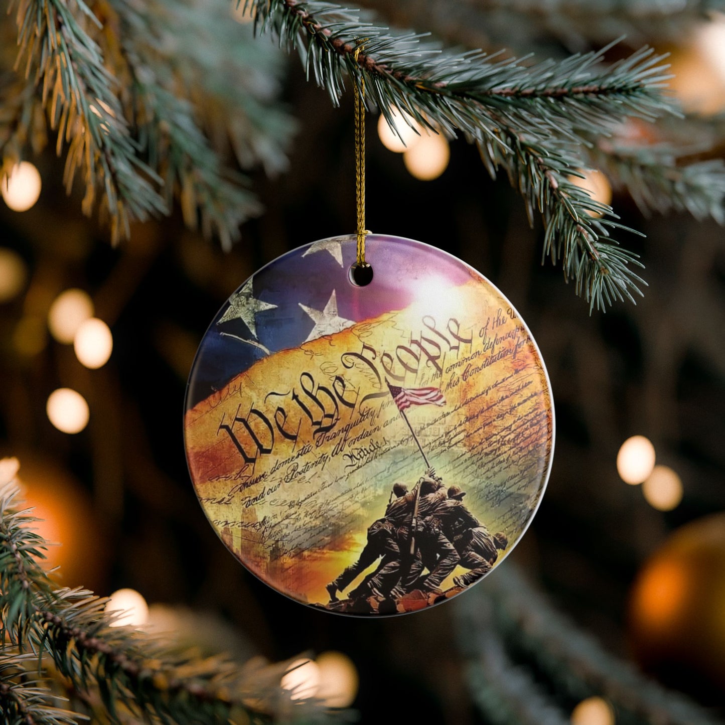 We The People Patriotic Christmas Ornament/ Ceramic Christmas Ornament/ Patriot American/ Christmas Gift