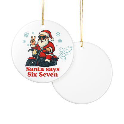Biker Santa Ceramic Ornament - Cool Christmas Gift