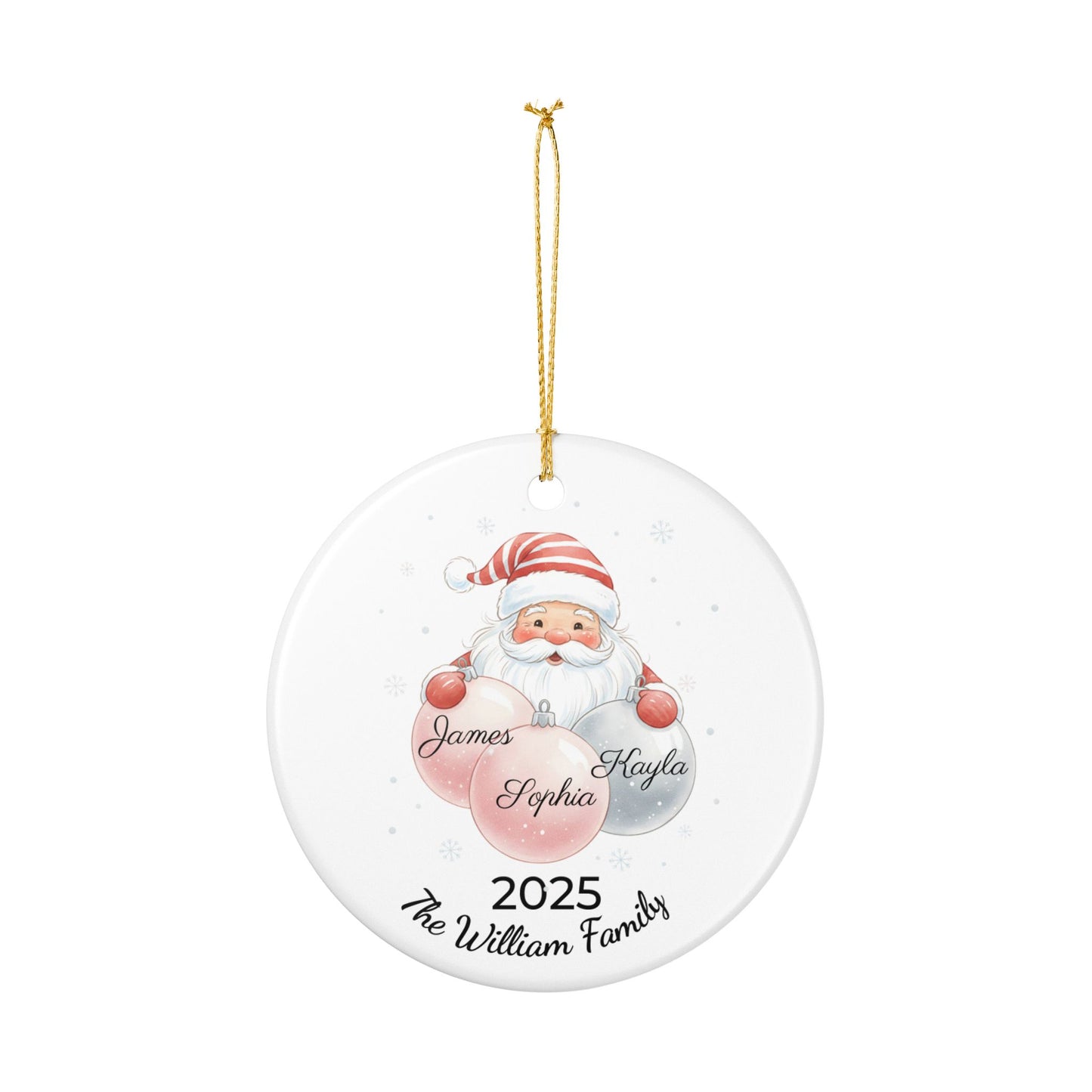 Personalized Ceramic Santa Ornament - Family Name Gift