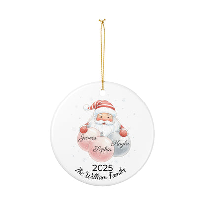 Personalized Ceramic Santa Ornament - Family Name Gift