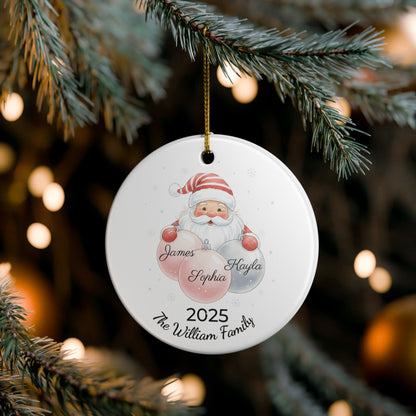 Personalized Ceramic Santa Ornament - Family Name Gift