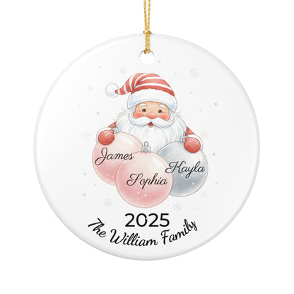 Personalized Ceramic Santa Ornament - Family Name Gift