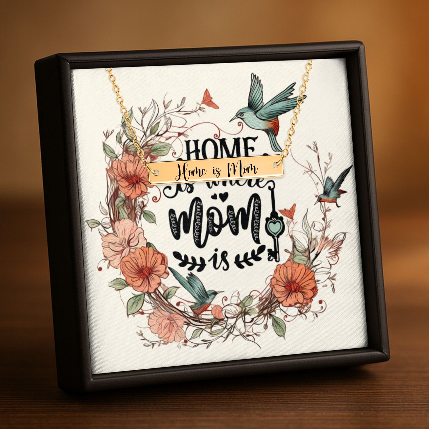 Horizontal Bar Necklace / Home Is Mom