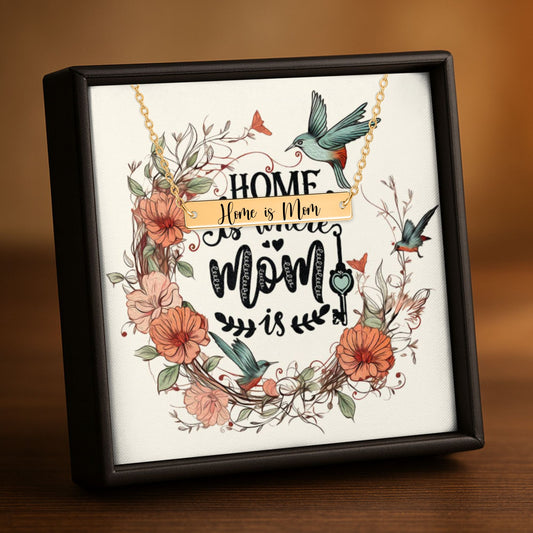 Horizontal Bar Necklace / Home Is Mom