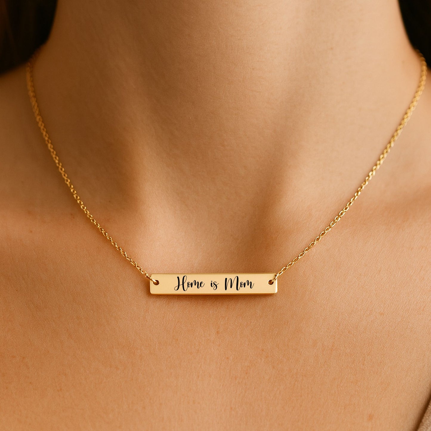 Horizontal Bar Necklace / Home Is Mom