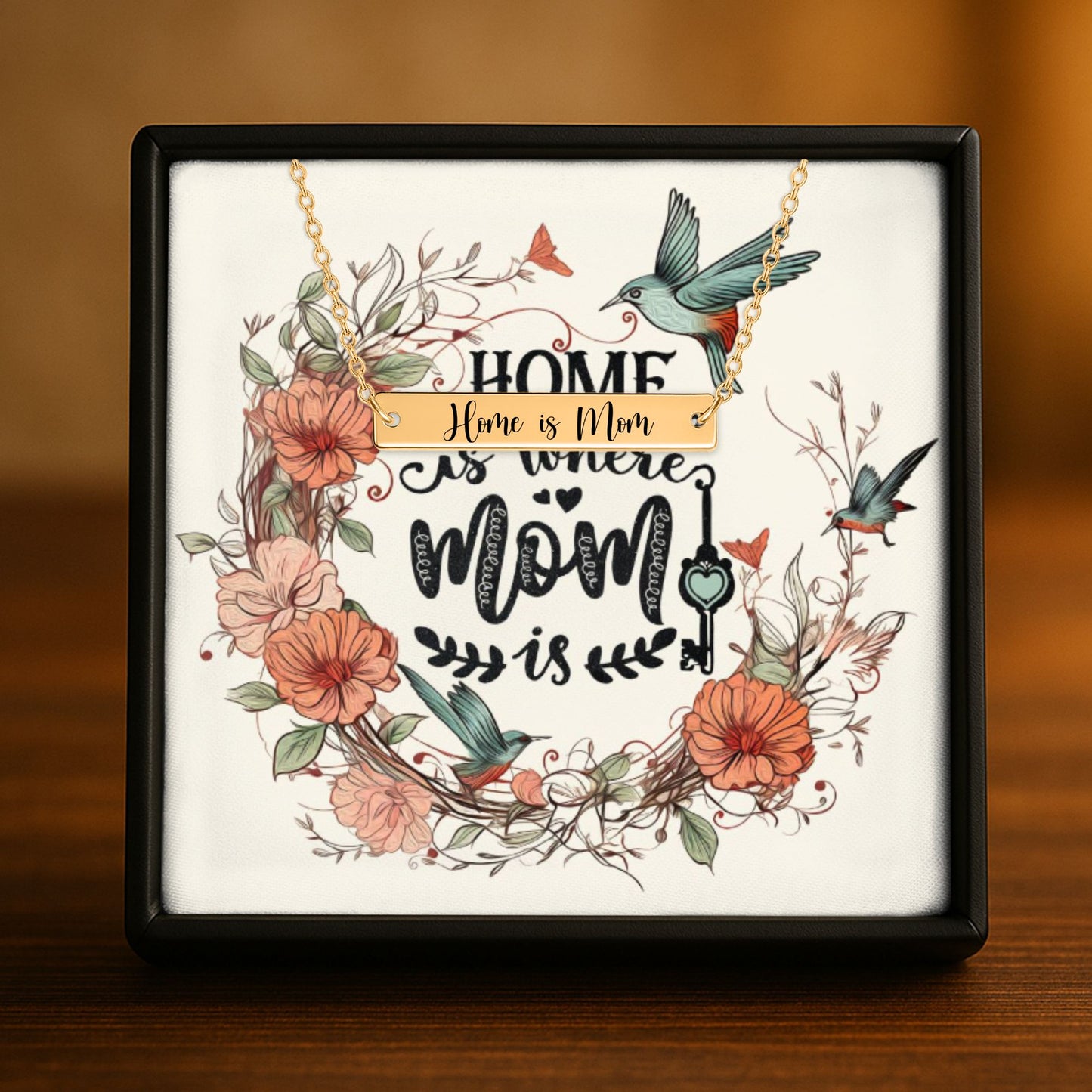 Horizontal Bar Necklace / Home Is Mom