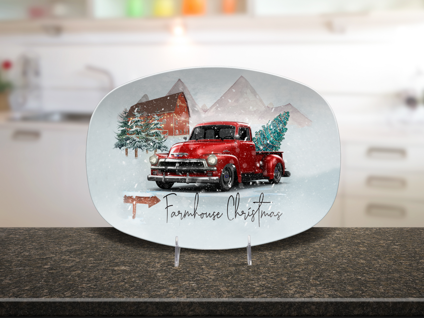Farmhouse Christmas Unbreakable Oval Plate