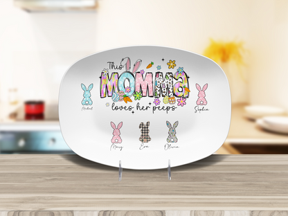 Personalized Easter Platter, Gift For Grandma, Mom, Mimi, Nana, Nanny, Gigi, Mama, Mother's Day, Pick Custom Bunny Peeps With Names On Plate