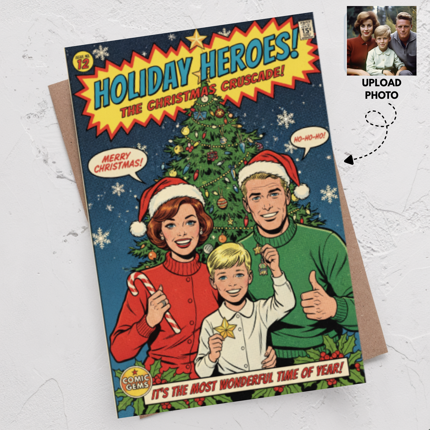 Funny Comic Style Christmas Card - Personalized Gift