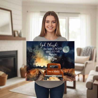 Custom Canvas Art, Romantic Landscape Wall Decor, Customizable Couple Gift, Personalized Name Sign, Love Story Artwork, Home Decoration