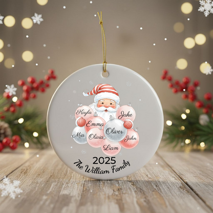 Personalized Ceramic Santa Ornament - Family Name Gift