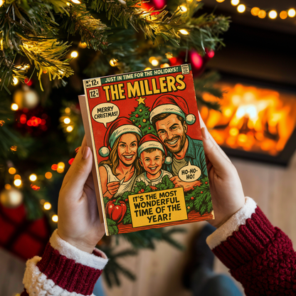 Funny Comic Style Christmas Card - Personalized Gift