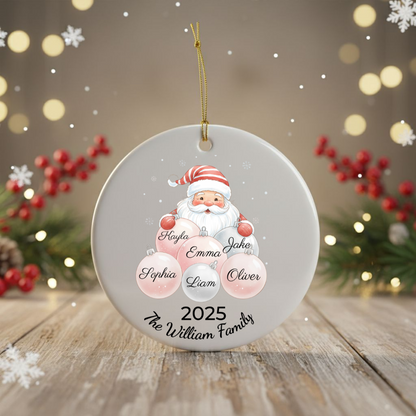 Personalized Ceramic Santa Ornament - Family Name Gift