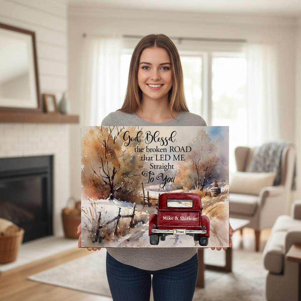 Custom Canvas Art, Romantic Landscape Wall Decor, Customizable Couple Gift, Personalized Name Sign, Love Story Artwork, Home Decoration