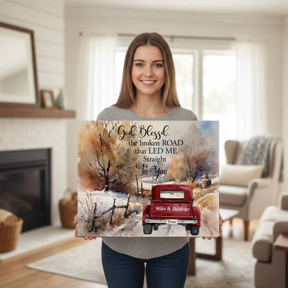 Custom Canvas Art, Romantic Landscape Wall Decor, Customizable Couple Gift, Personalized Name Sign, Love Story Artwork, Home Decoration